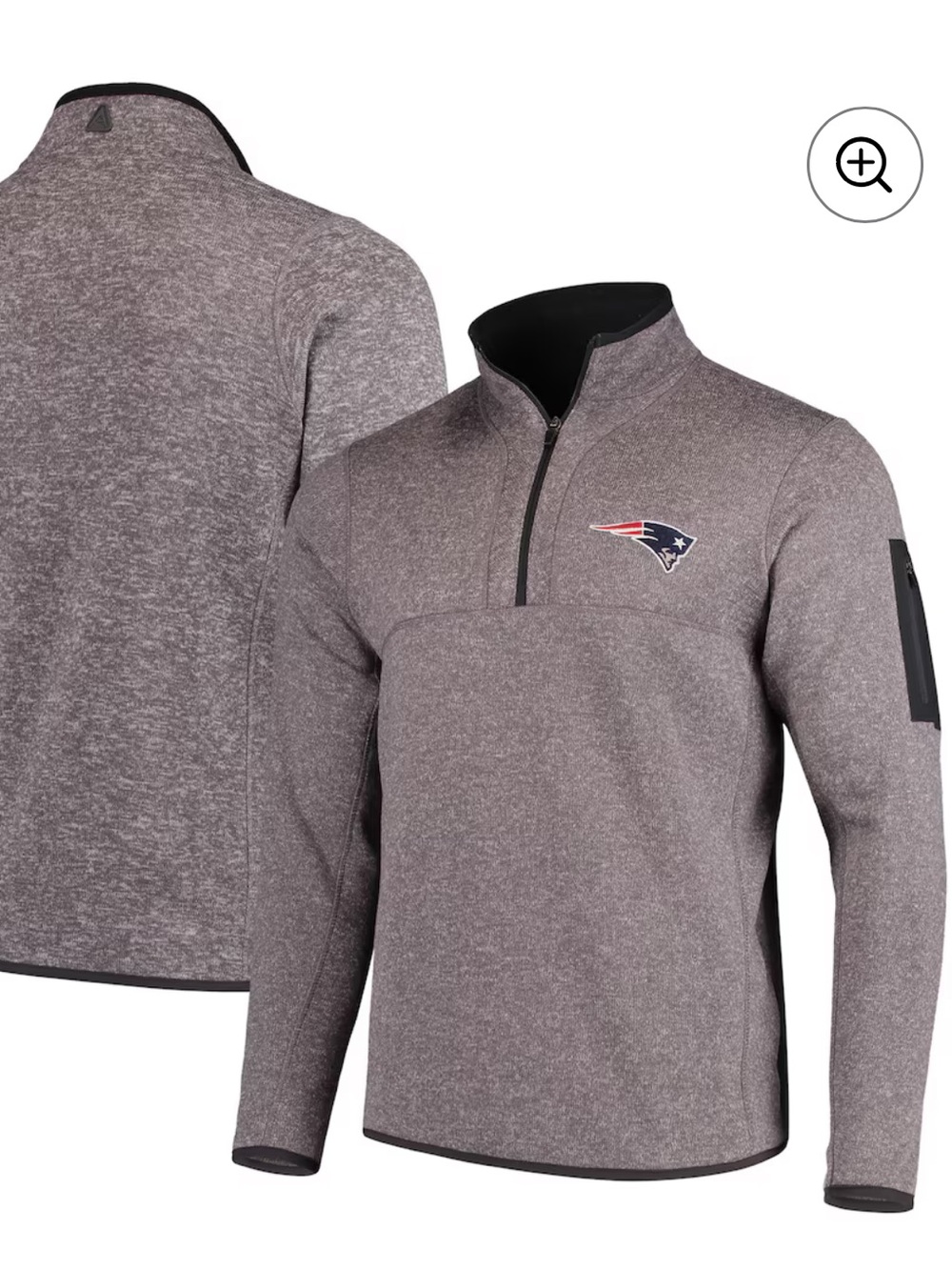NWT Antigua Men's New England Patriots Fortune Grey Quarter-Zip Pullover size S